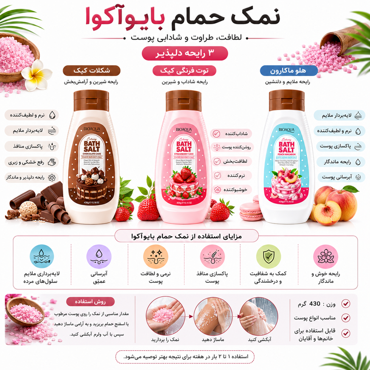 نمک حمام لایهبردار BIOAQUA - مشخصات محصول